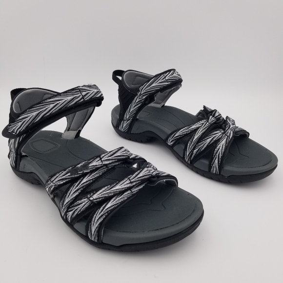 Teva Shoes - Like-new Teva Tirra Sandals, Palms Black/White, Women's Size 7
